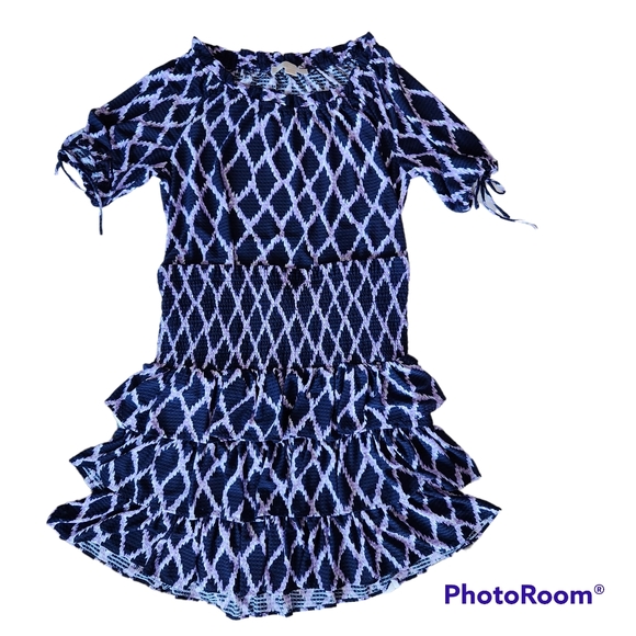 Michael Kors Geometric Print Matching Smock Waist Skirt & Peasant Blouse Set M/L - Picture 11 of 12